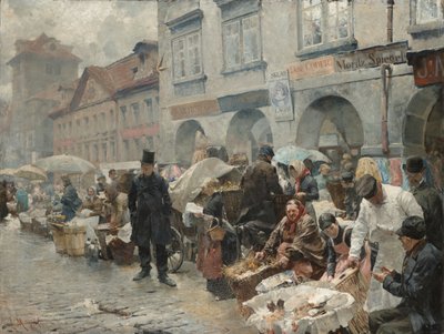 The Egg Market in Prague by Ludek or Ludwig Marold